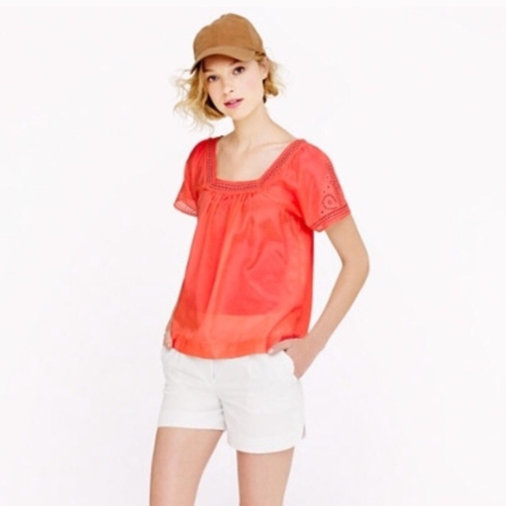 J. Crew Eyelet Peasant Top (small)